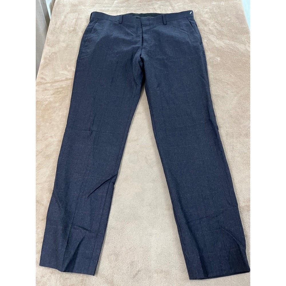 J. Crew Ludlow Subalpino Italy Wool Pants Men 36(38)x32 blue Glen Plaid is EUC
